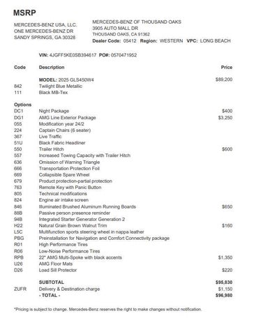 2025 Mercedes-Benz GLS GLS 450