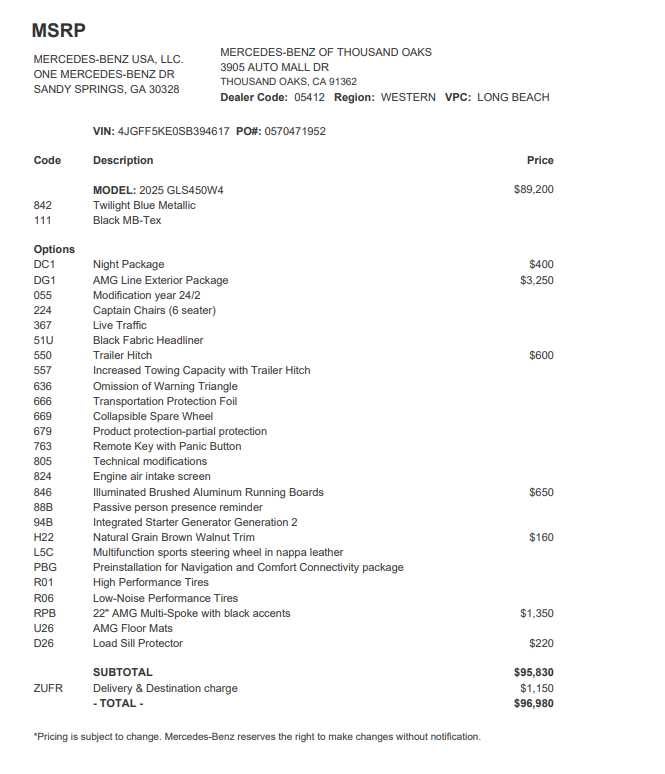 2025 Mercedes-Benz GLS GLS 450