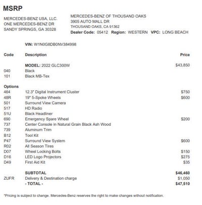 2022 Mercedes-Benz GLC 300 GLC 300