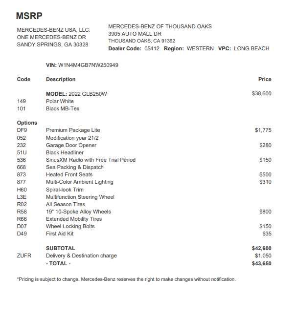 2022 Mercedes-Benz GLB GLB 250