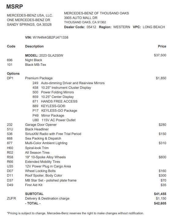 2023 Mercedes-Benz GLA 250 GLA 250