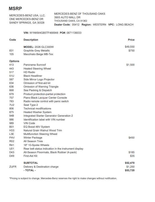 2026 Mercedes-Benz GLC 300 SUV