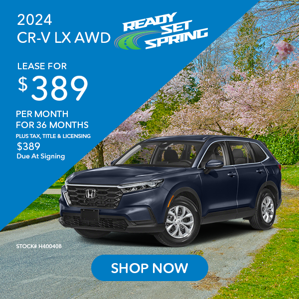 Lease for $389 per month for 36 mos. 2024 CR-V LX AWD*