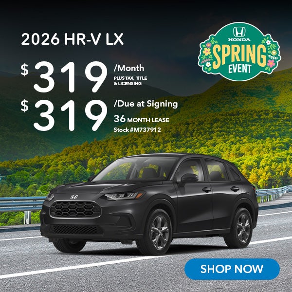 2026 Honda HR-V LX Lease for $319 per month for 36 months.