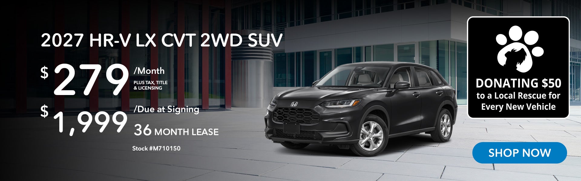 2027 Honda HR-V LX Lease from $279/mo, $1,999 due at signing