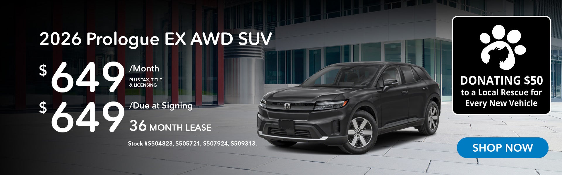 2026 Honda Prologue EX Lease from $649/mo, $649 due at signi