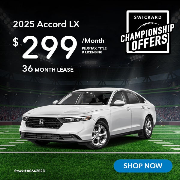 2025 Honda Accord LX Lease for $299 per month for 36 months.