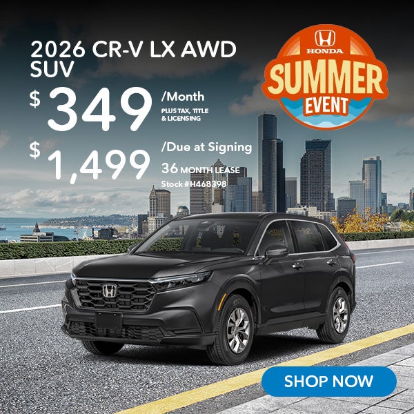 2026 Honda CR-V LX Lease from $349/mo, $1,499 due at signing