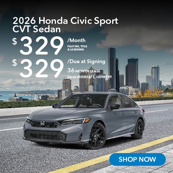 2026 Honda Civic Sport Lease from $329/mo, $329 due at signi