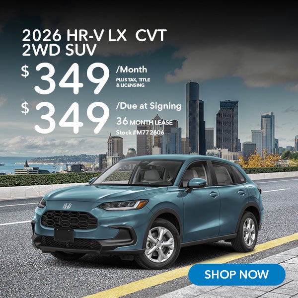 2026 Honda HR-V LX Lease from $349/mo, $349 due at signing
