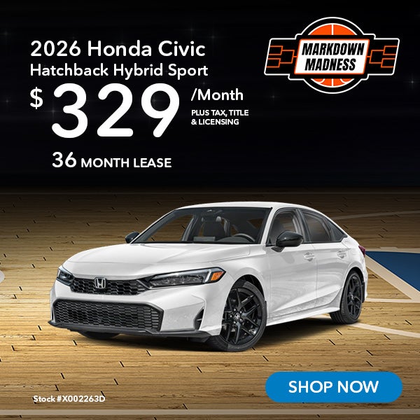 2026 Honda Civic Hatchback Hybrid Sport Lease for $329 per m