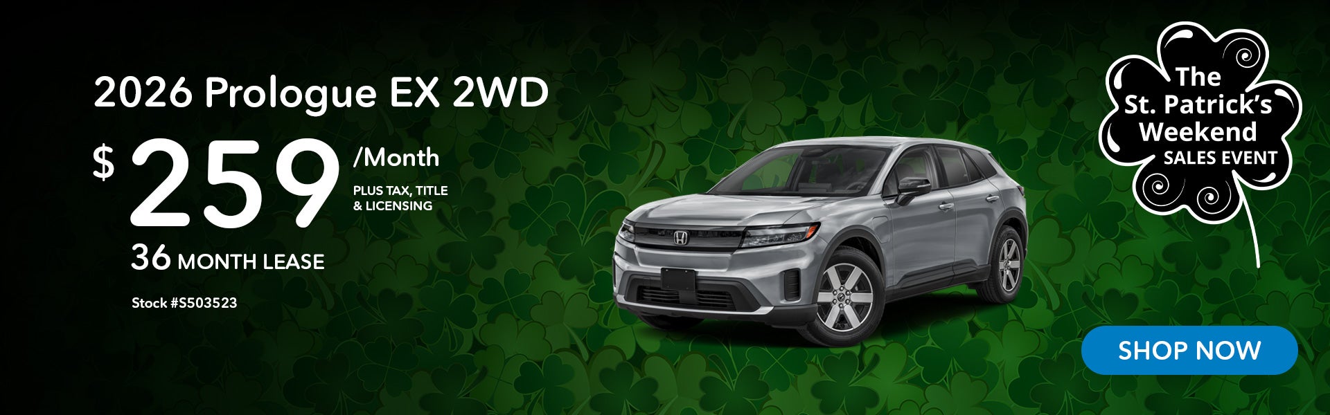 2026 Honda Prologue EX Lease for $259 per month for 36 month