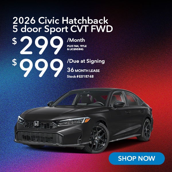 2026 Honda Civic Sport Lease from $299/mo, $999 due at signi