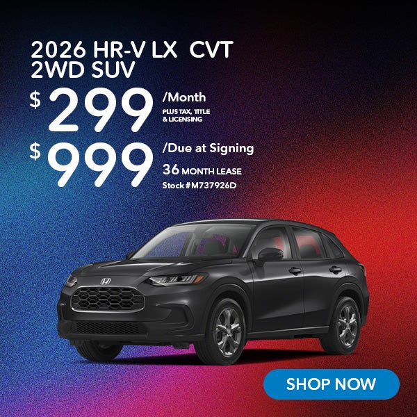 2026 Honda HR-V LX Lease from $299/mo, $999 due at signing
