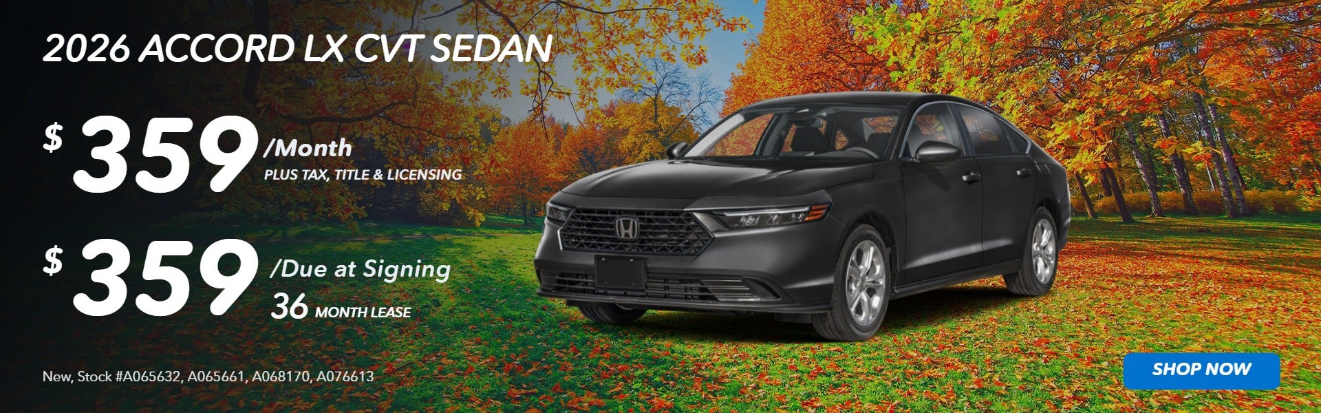 2026 ACCORD LX CVT SEDAN: $359/mo